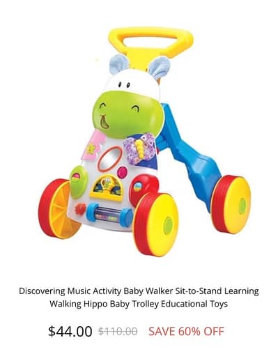 Walking Hippo Baby Trolley Educational Toy