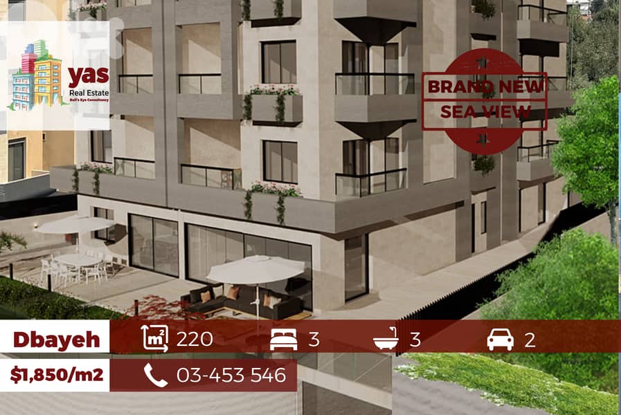 Dbayeh 220m2 | Terrace 140m2 | Brand New | Sea View | PA | 0