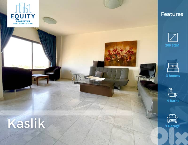 Furnished 200 SQM Apartment For Rent In Kaslik شقة للإيجار #RK166858 0
