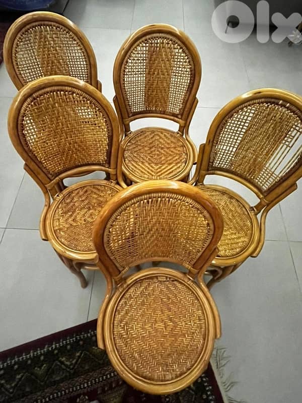 Rattan Wood Dining Set 5