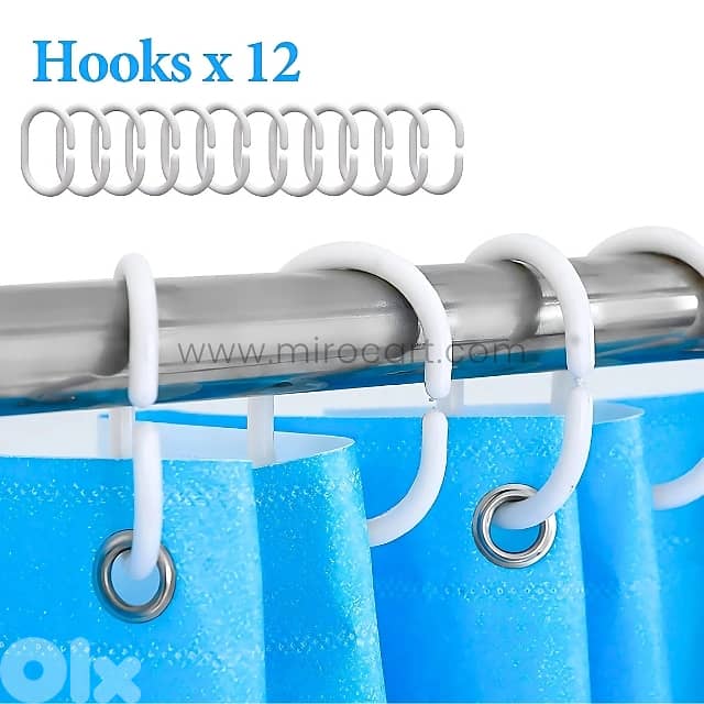 Underwater Shower Curtain, Waterproof Bathroom Liner (180cm), 12 Hooks 2