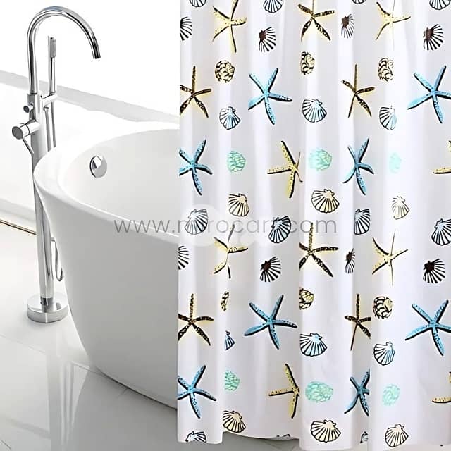 Starfish Shower Curtain - Waterproof EVA Fabric - 180x180cm Bath Liner 1