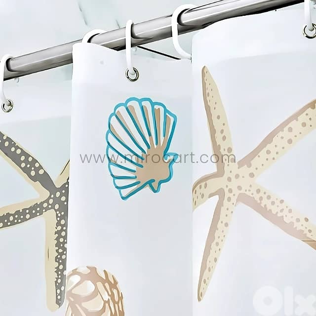 Starfish Shower Curtain - Waterproof EVA Fabric - 180x180cm Bath Liner 3