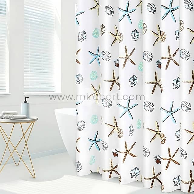 Starfish Shower Curtain - Waterproof EVA Fabric - 180x180cm Bath Liner 6