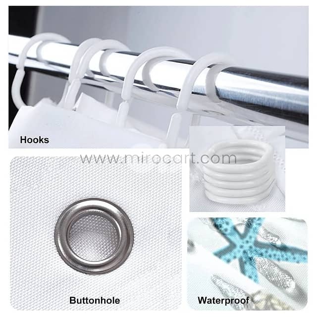 Starfish Shower Curtain - Waterproof EVA Fabric - 180x180cm Bath Liner 8