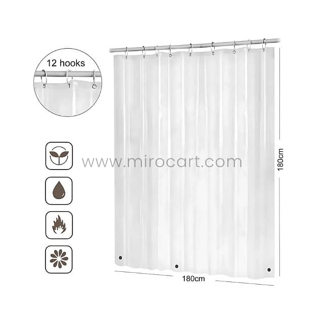 Transparent Shower Curtain – Waterproof PEVA Liner w/ Magnets (180cm) 5