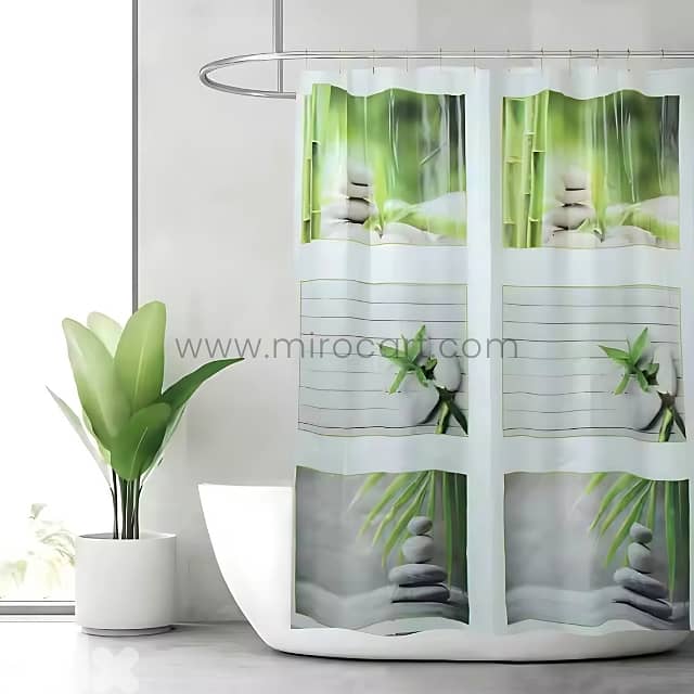 Modern Zen Shower Curtain – Waterproof PEVA Liner for Tubs, 180x180cm 0