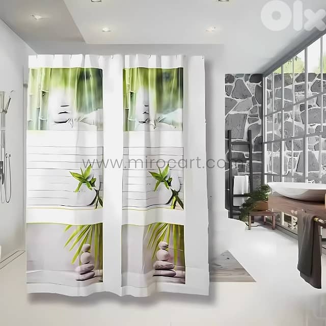 Modern Zen Shower Curtain – Waterproof PEVA Liner for Tubs, 180x180cm 1