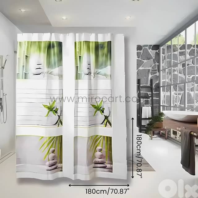 Modern Zen Shower Curtain – Waterproof PEVA Liner for Tubs, 180x180cm 3