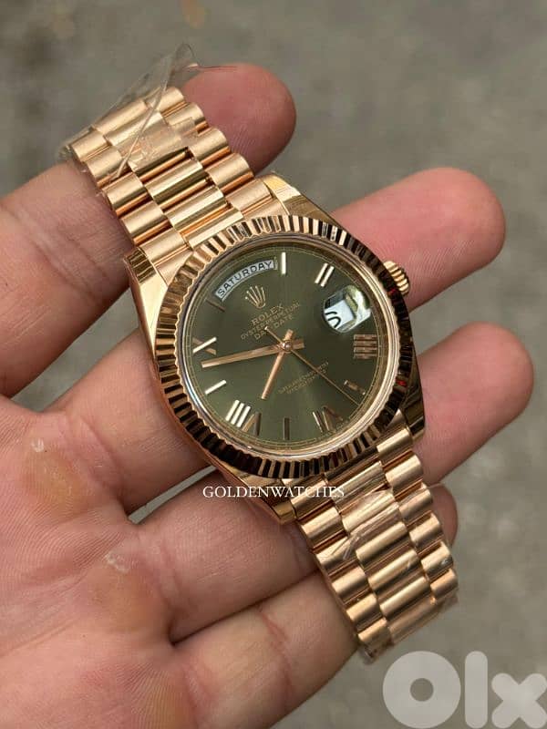 Rolex Daydate Rosegold Olive Green Dial Swiss Superclone 1.1 0