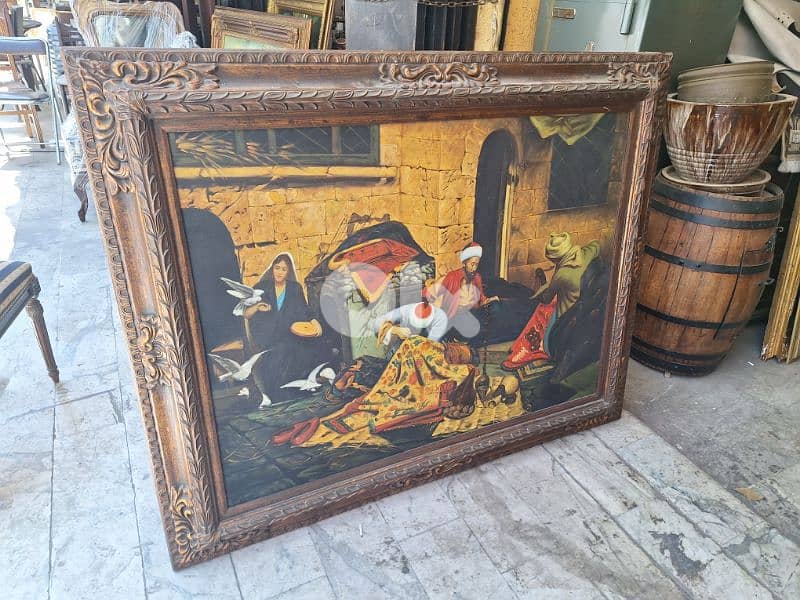 لوحة رسم شرقي تعبير عن نساجون السجاد العجمي 0