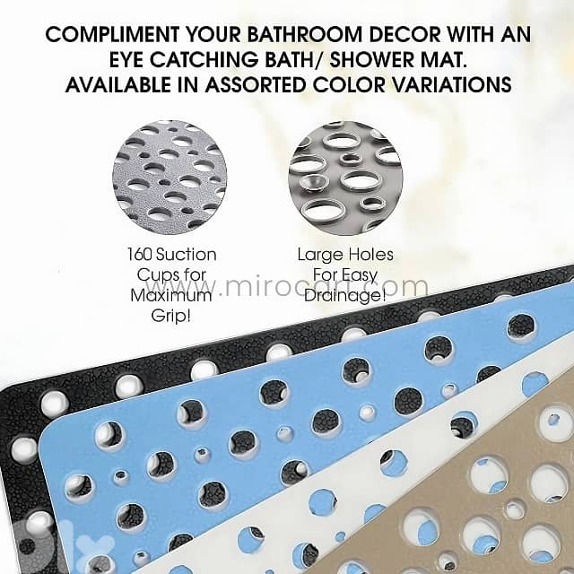 Non-Slip Massage Bath Mat 50x50cm – Textured PVC with 160 Suction Cups 10