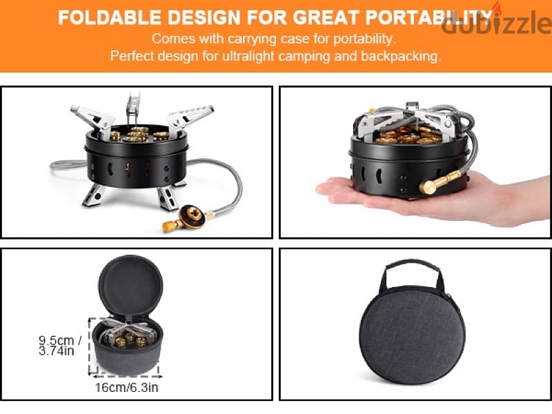 Odoland Camp Stove Foldable Gas Cooking Stove External Ignition 9