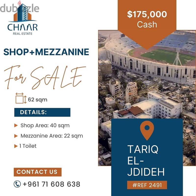 Shop + Mezzanine for Sale in Tarik El-Jdideh - #R2491 0