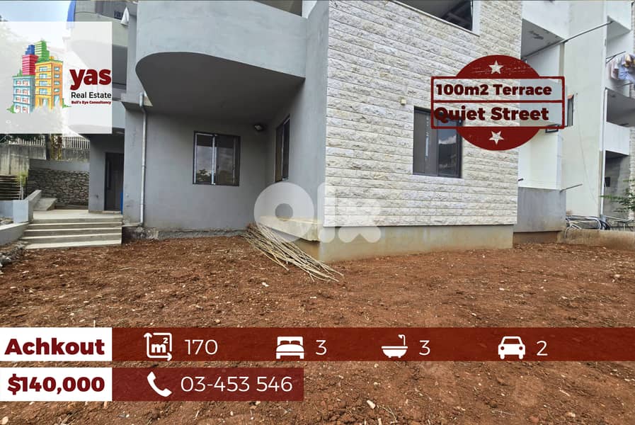 Achkout 170m2 | 100m2 Terrace | Barely Used | Modern | Quiet Area | DA 0