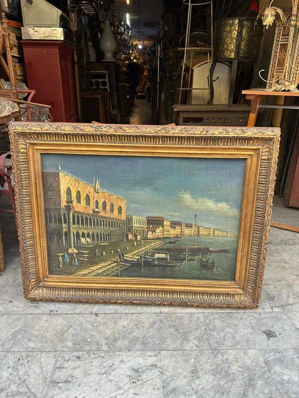 tableaux venice italy 120cmتابلو انتيك رسم يدوي زيتي  ع قماش سعر مميز 1
