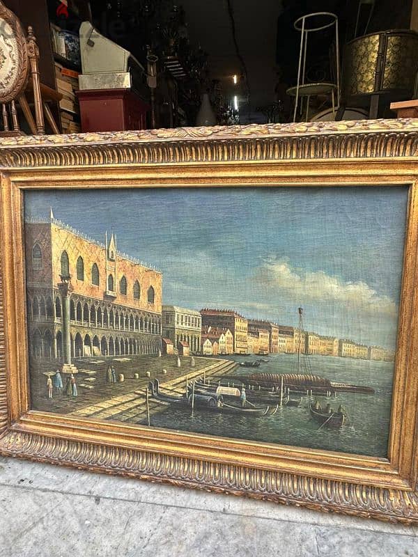 tableaux venice italy 120cmتابلو انتيك رسم يدوي زيتي  ع قماش سعر مميز 2