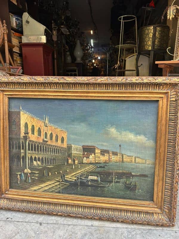 tableaux venice italy 120cmتابلو انتيك رسم يدوي زيتي  ع قماش سعر مميز 6
