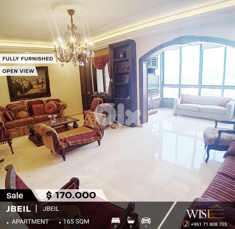 165 SQM fully furnished & decorated Apartment for SALE in Jbeil ! 0