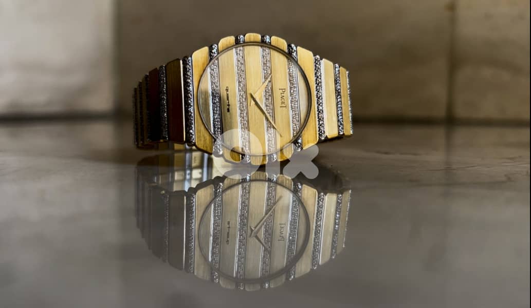 Beautiful Vintage Piaget Polo solid 18K gold with diamond 1