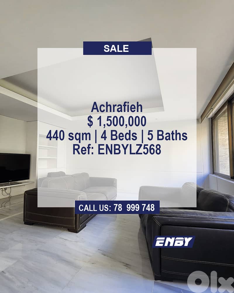 Apartment for sale in Achrafieh | 440 SQM Furnished | Prime Location 0