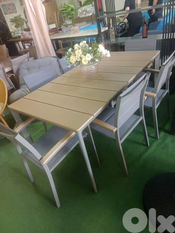 Table aluminum with chairs  عرض خاص طاولة الومينيوم مع كراسي 0