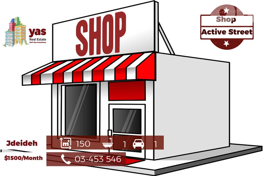 Jdeideh 150m2 | Shop | Rent | Prime Location | Active Street | AA 0