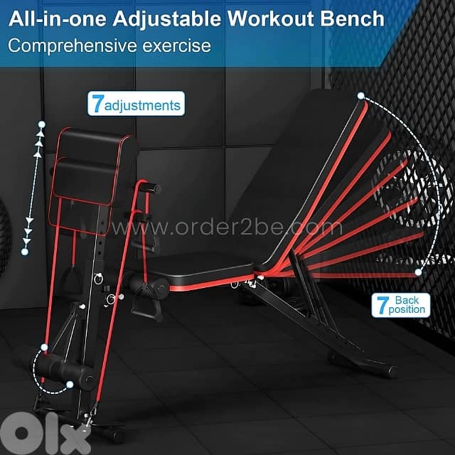 Adjustable Full-Body Workout Bench w/ Resistance Bands, 770lb Capacity 1