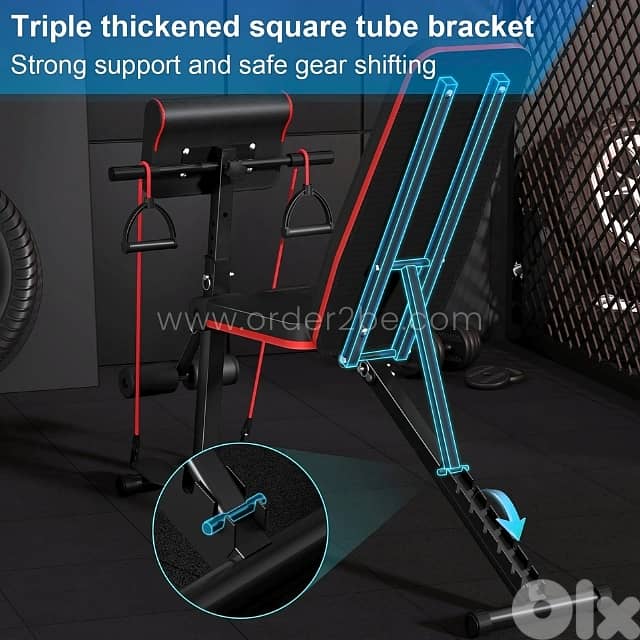 Adjustable Full-Body Workout Bench w/ Resistance Bands, 770lb Capacity 3