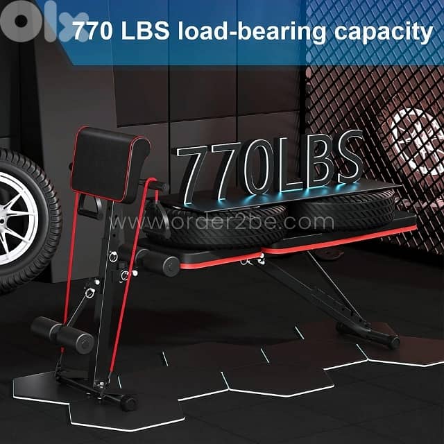 Adjustable Full-Body Workout Bench w/ Resistance Bands, 770lb Capacity 4