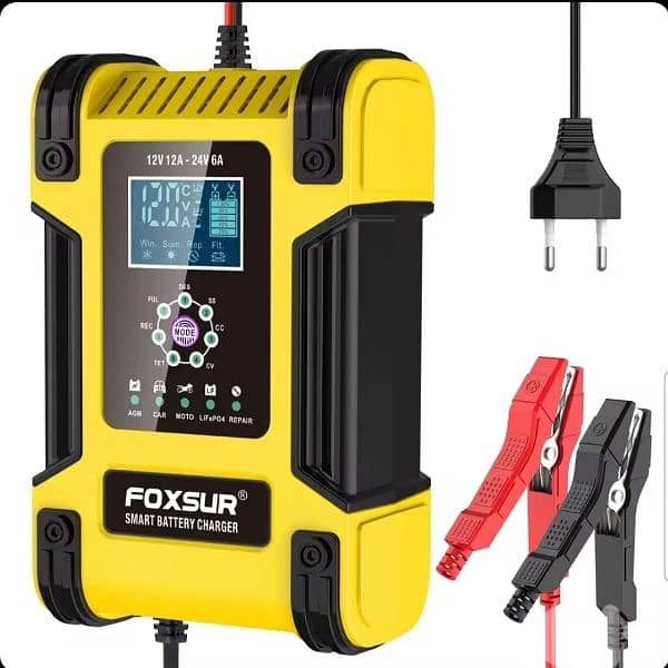 Foxsur Automatic Battery Charger 12V 12A 24V 6A 0