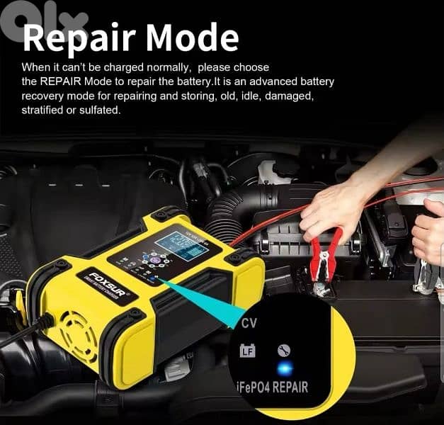 Foxsur Automatic Battery Charger 12V 12A 24V 6A 2