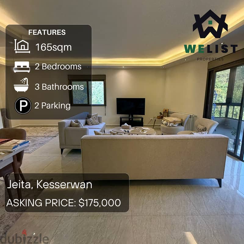 165sqm Apartment for sale in Jeita, Kesserwan  REF: NW25MSJ165175 0
