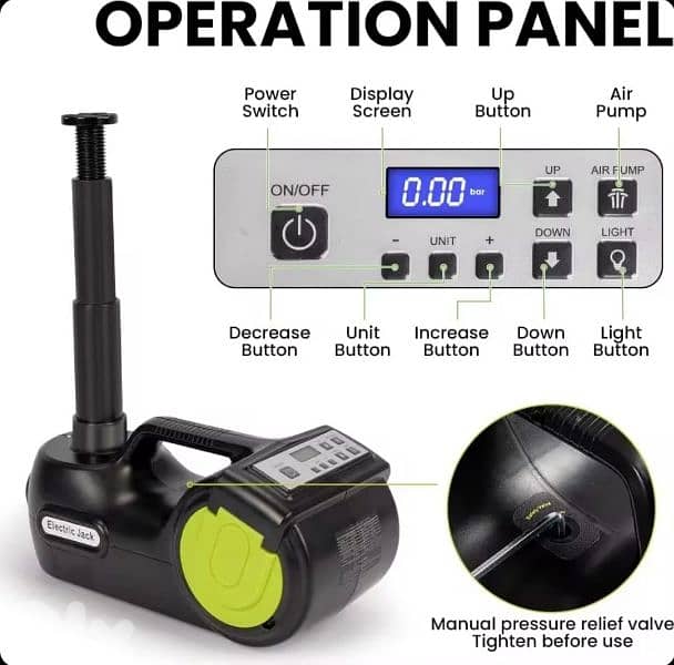 Electric Car Jack Kit 3 in 1 Portable 5T 12v 3