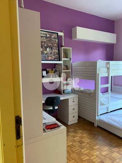 Wooden French Triple deck Bed + 2 bookshelves + 2desks + shoes Cabinet
