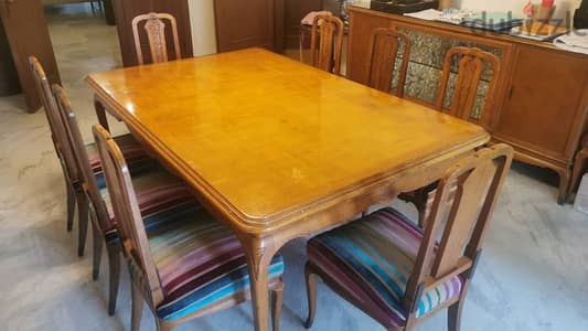 Dining table + 13 chairs + 2 dressoirs + 1 large mirror