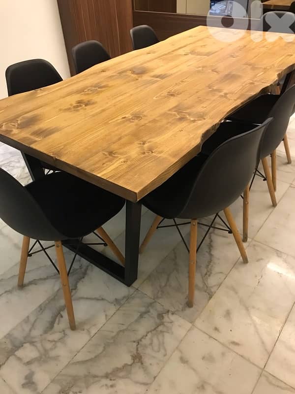 Real wood & metal dining table (without chairs ) 1