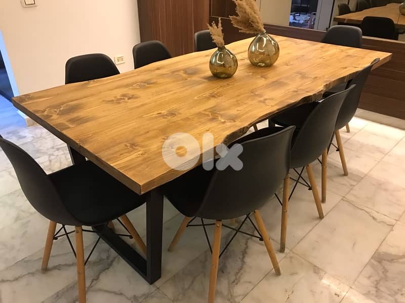 Real wood & metal dining table (without chairs ) 3