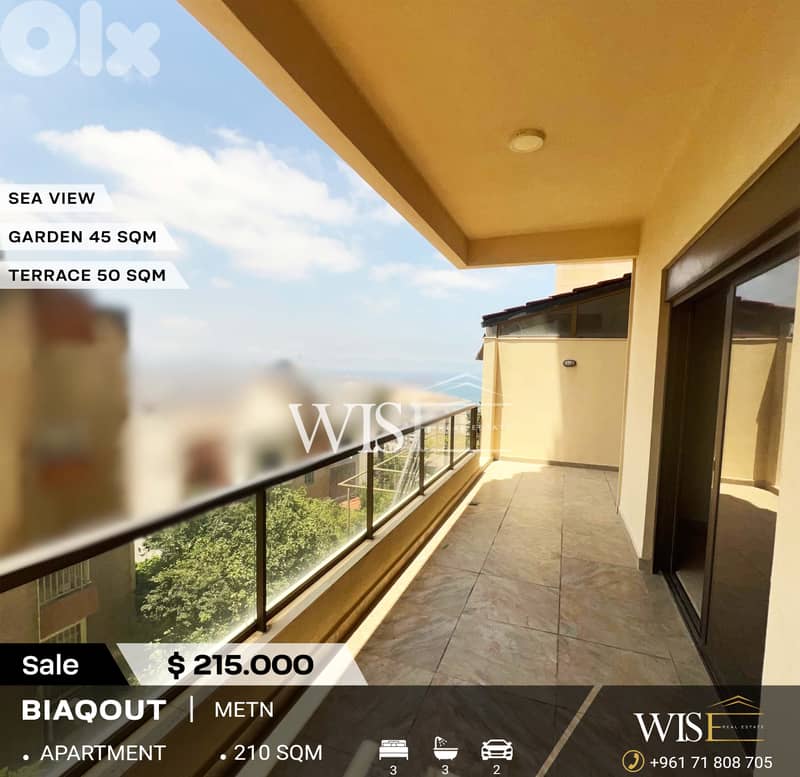 210 SQM Apartment with garden & terrace for SALE in Biaqout! 0