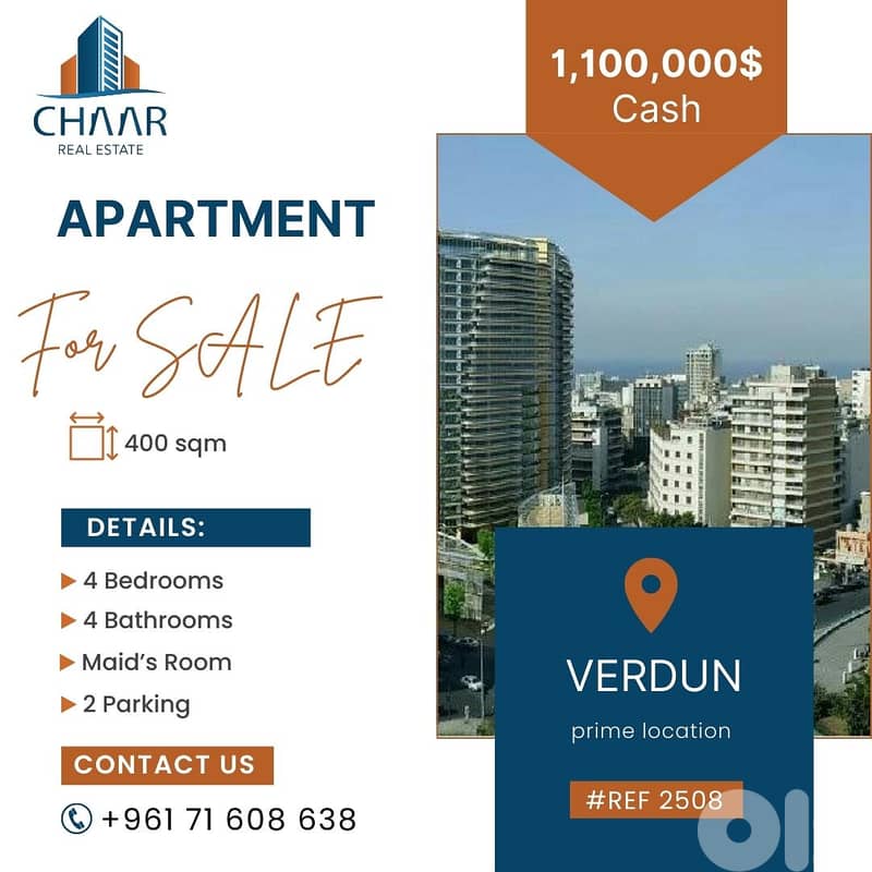 Apartment for Sale in Verdun - شقة للبيع في فردان - #R2508 0