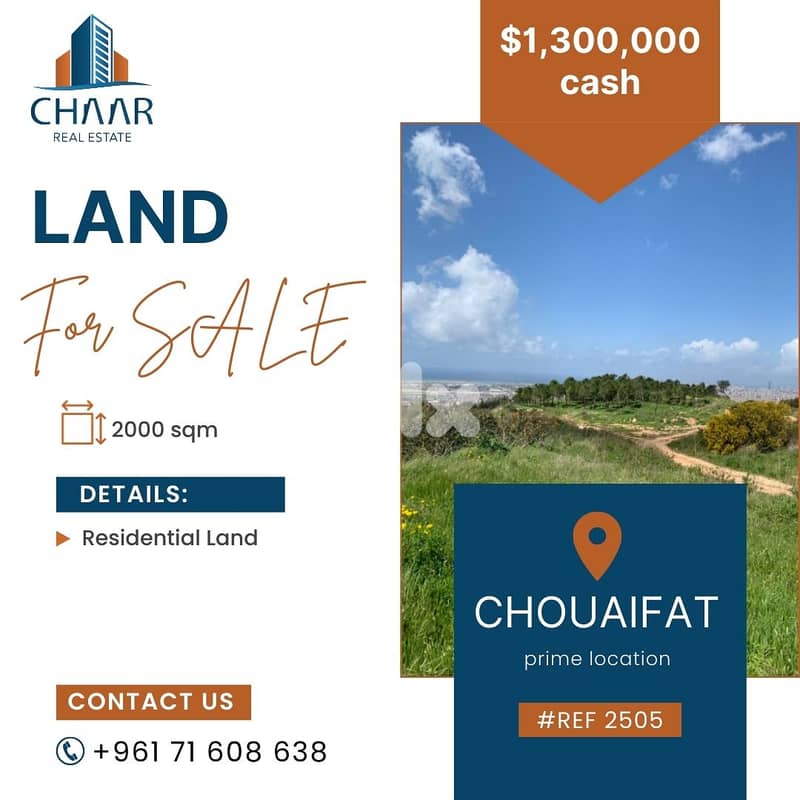 #R2505 - Residential Land for Sale in Choueifat 0