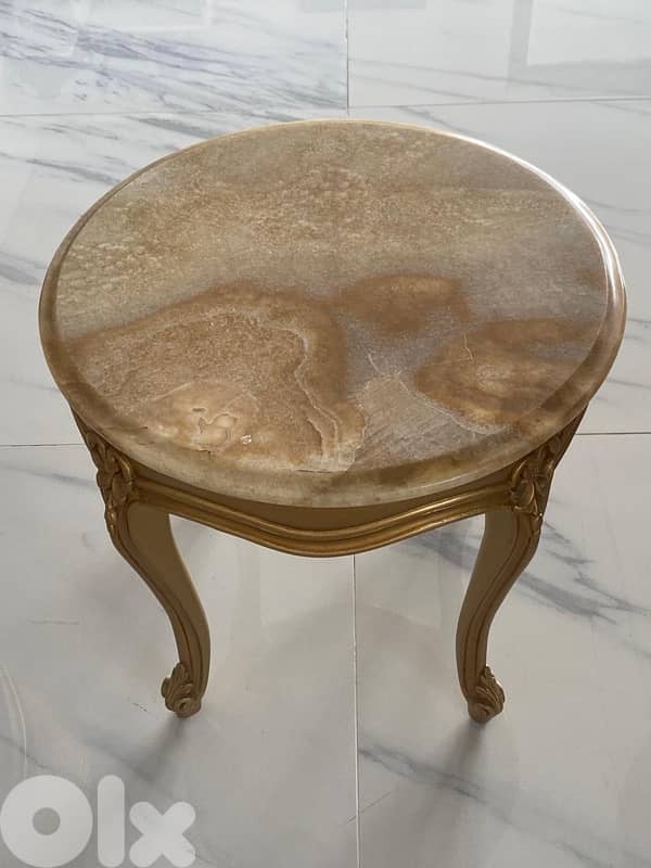 French Louis XV Style Gold Sofa Set + Marble-Top Tables 2