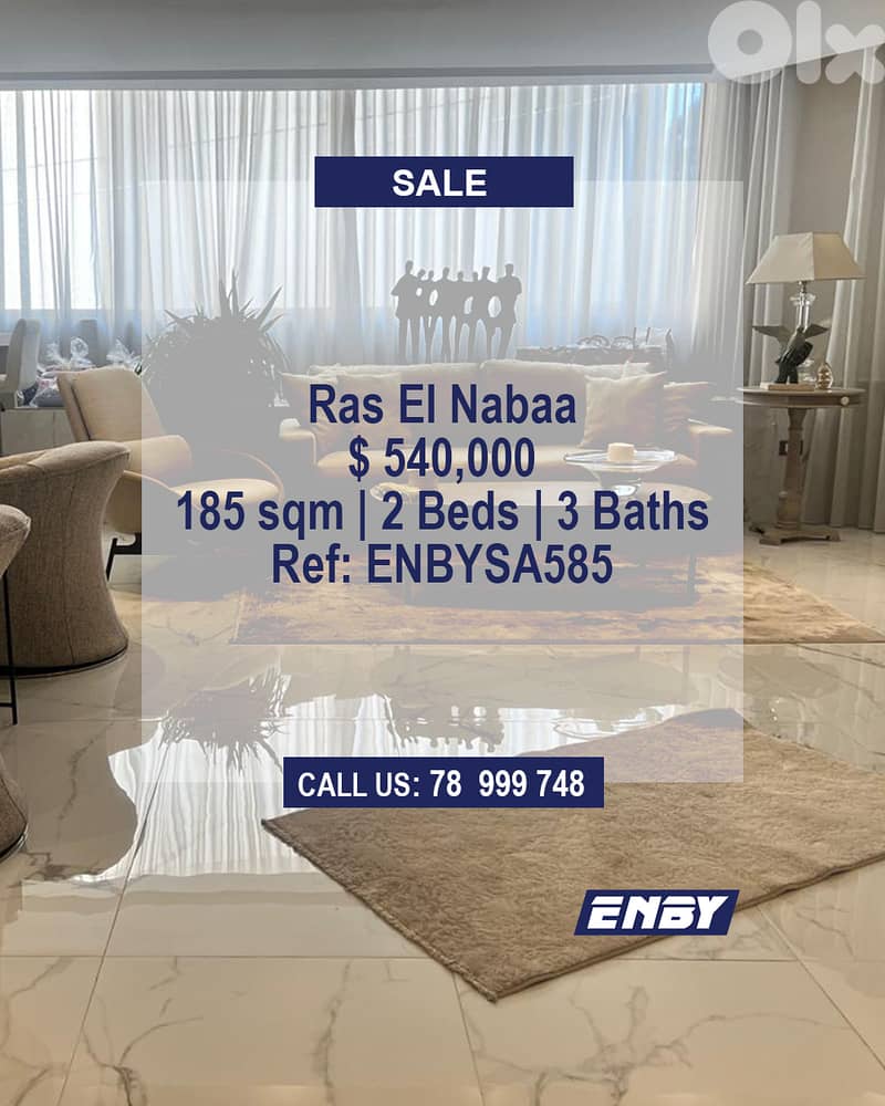 Apartment for sale in Ras El Nabaa | Hot Deal | 185 SQM Furnished 0