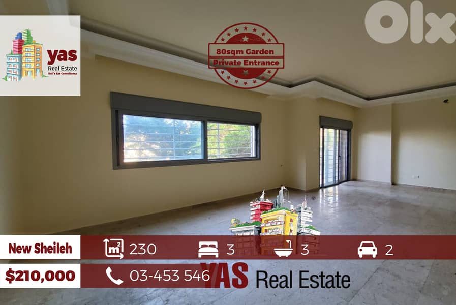 New Sheileh 230m2 | 80m2 Garden | New | Private Street | Catch | 0