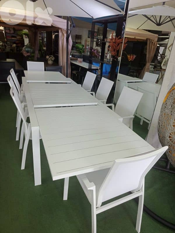 طاولة الومينيوم بفتح Table aluminum with 8chairs 1