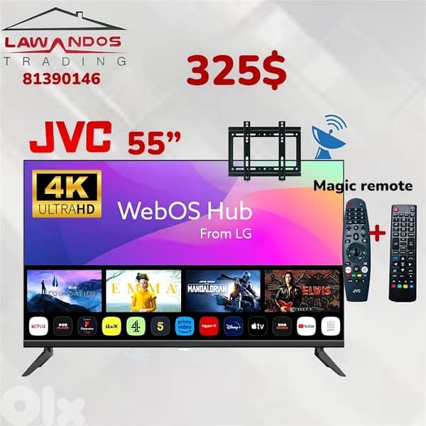 Led JVC ORIGINAL 50”,55”,65” webOS MAGIC remote مع روموت وستاند 1