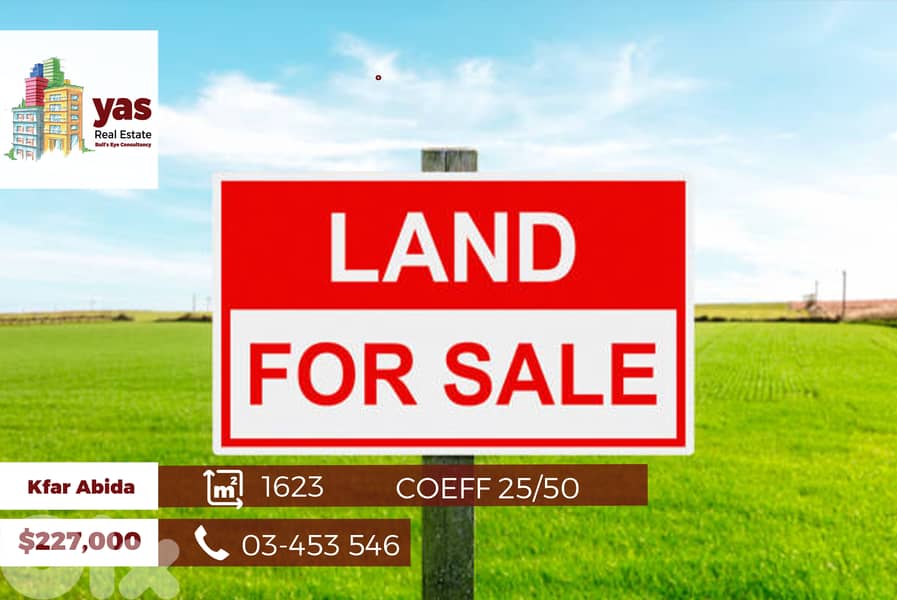 Kfar Abida 1623m2 | Land | Coeff 25/50 | Residential | ABA | 0