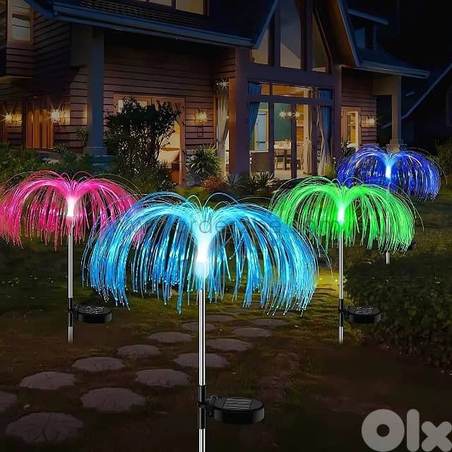 Jellyfish Solar Garden Lights – Magical 7-Color Glow with Fiber Optics 0