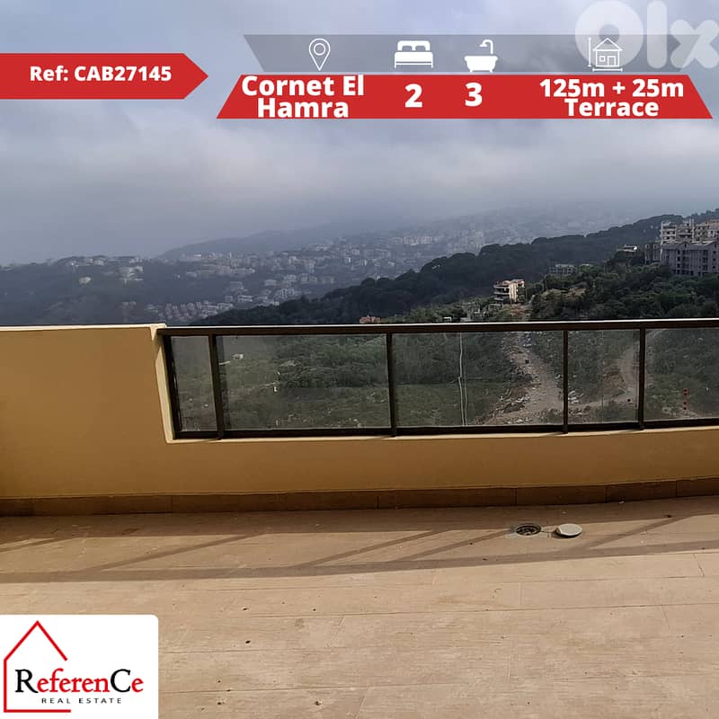 Apartment with Terrace in Qornet El Hamra شقة مع تراس في قرنة الحمرا 0