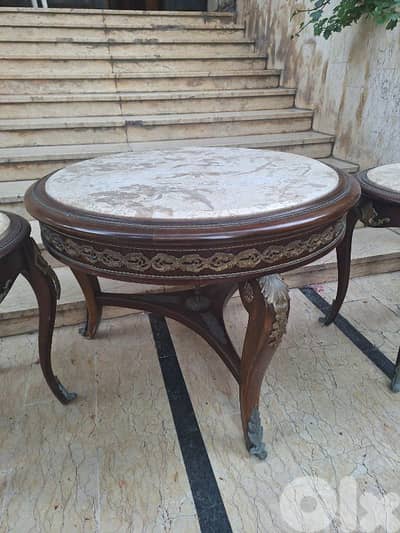 طاولة صالون وجه رخام خشب زين مع برونز ناعم coffee table